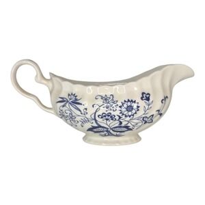 Blue Nordic Gravy Boat Made in England Blue and White Floral Onion Pattern Sauce